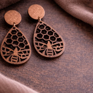 Bee Hive Wood Earring