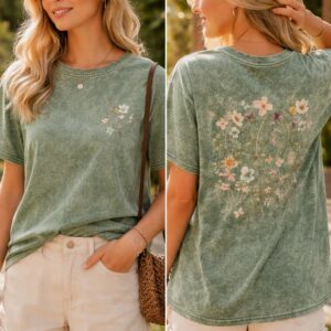Floral Stone Washed Tee